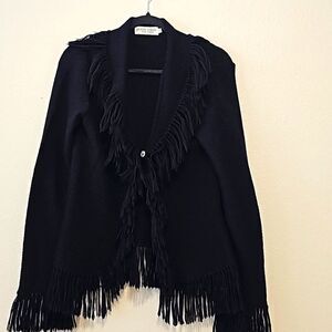 PERU FIBRAS FRINGE CARDIGAN SWEATER L